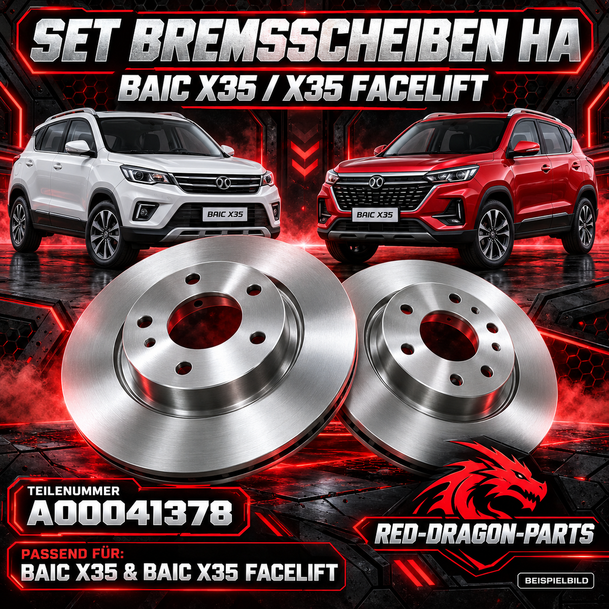 Bremsscheiben-Set Hinterachse BAIC X35 / X35 Facelift – A00041378