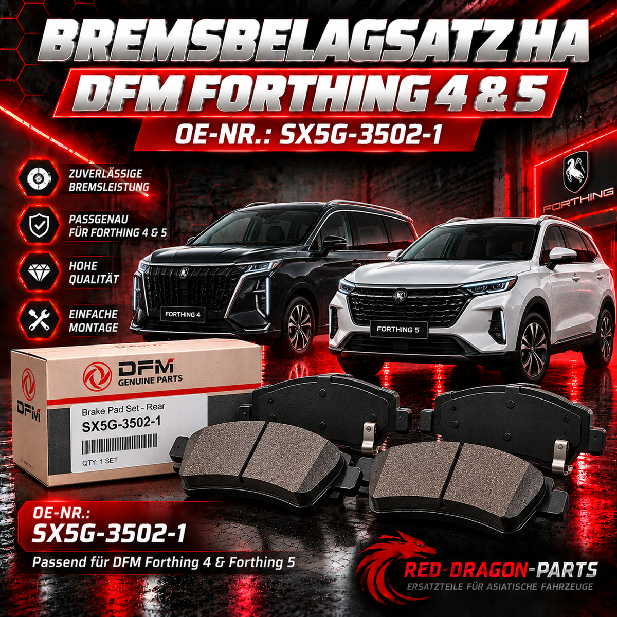 Bremsbelagssatz Hinterachse DFM Forthing 4 & 5 – SX5G-3502-1