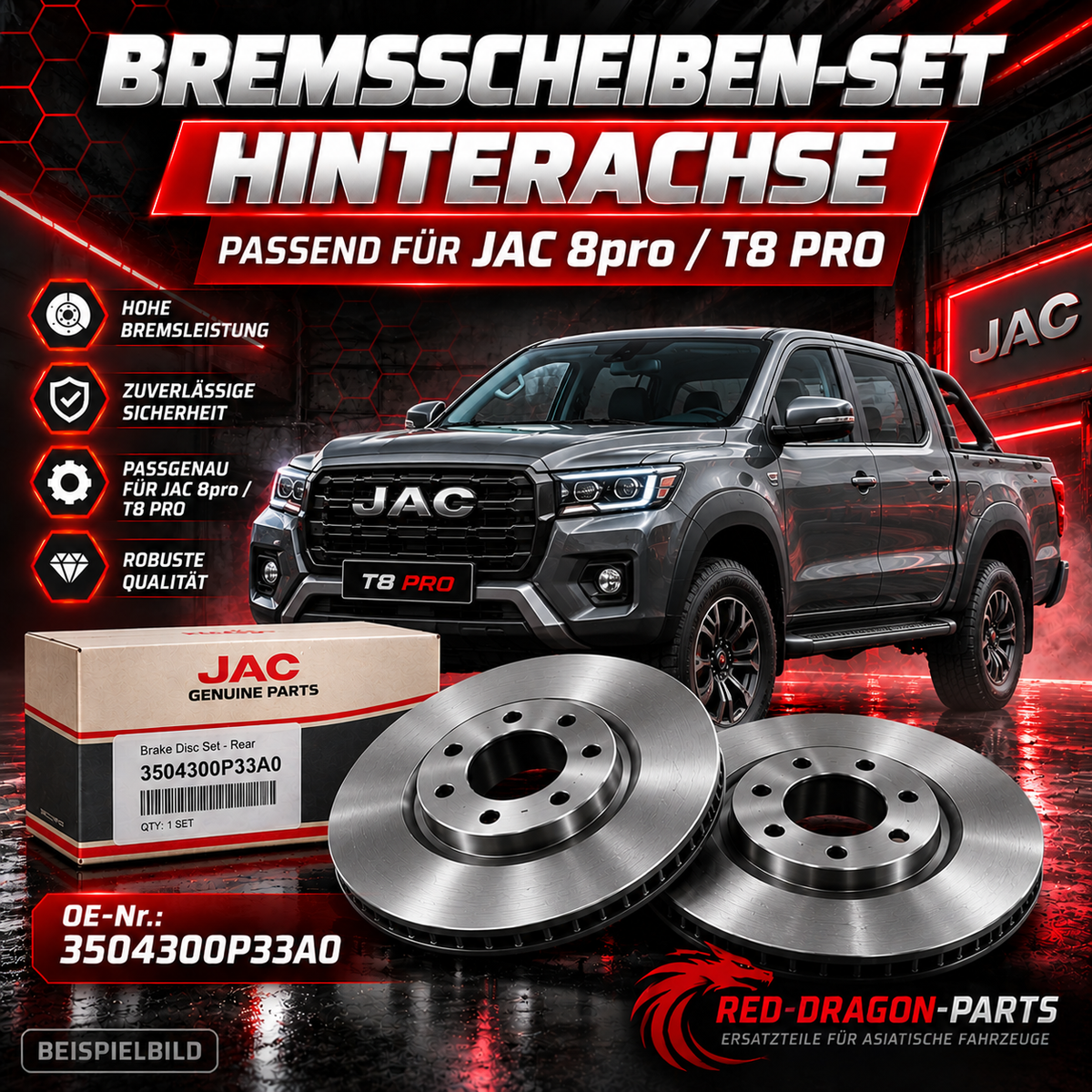 Bremsscheiben-Set Hinterachse JAC 8pro – 3504300P33A0