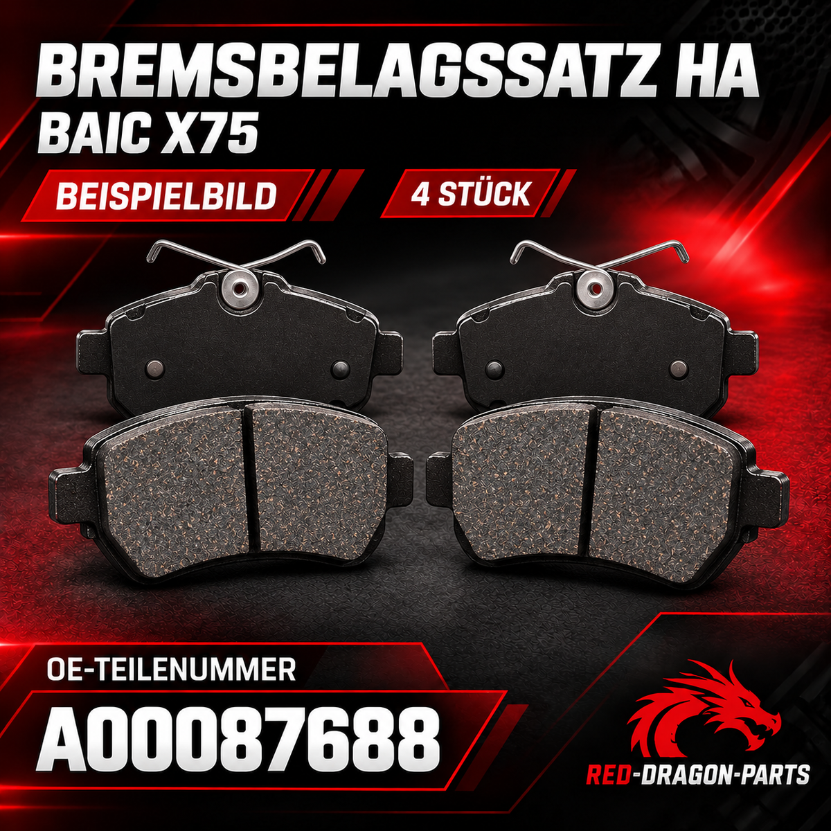Bremsbeläge hinten für BAIC X75, Satz | A00087688