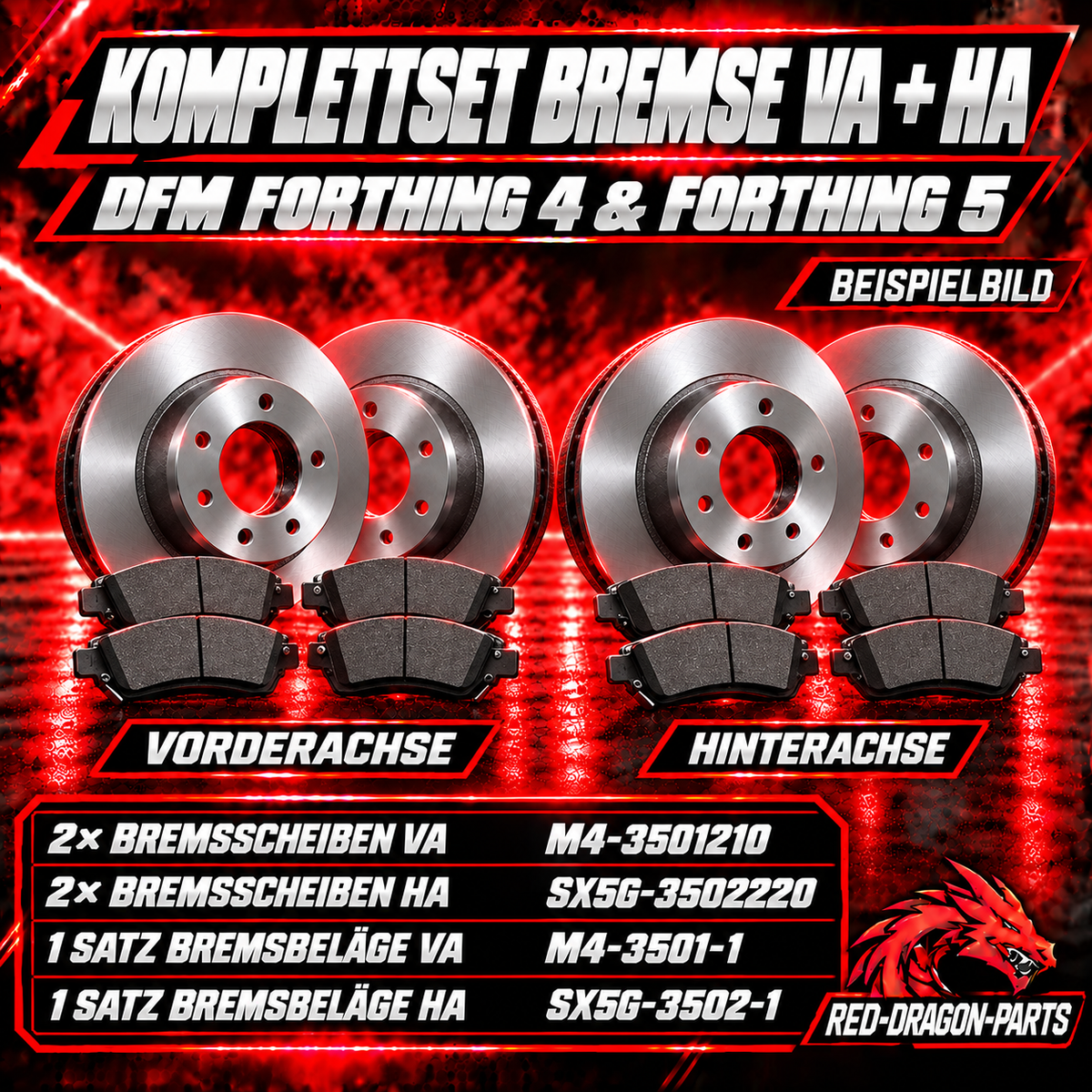 Bremsen-Komplettset vorne & hinten DFM Forthing 4/5