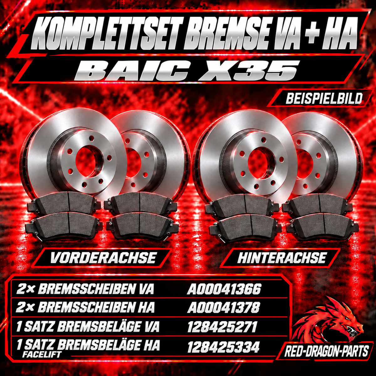 Bremsen-Komplettset BAIC X35 | vorne & hinten
