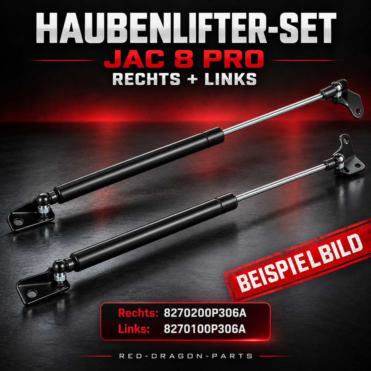 Haubenlifter-Set für JAC 8 Pro | rechts + links | 2 Stück
