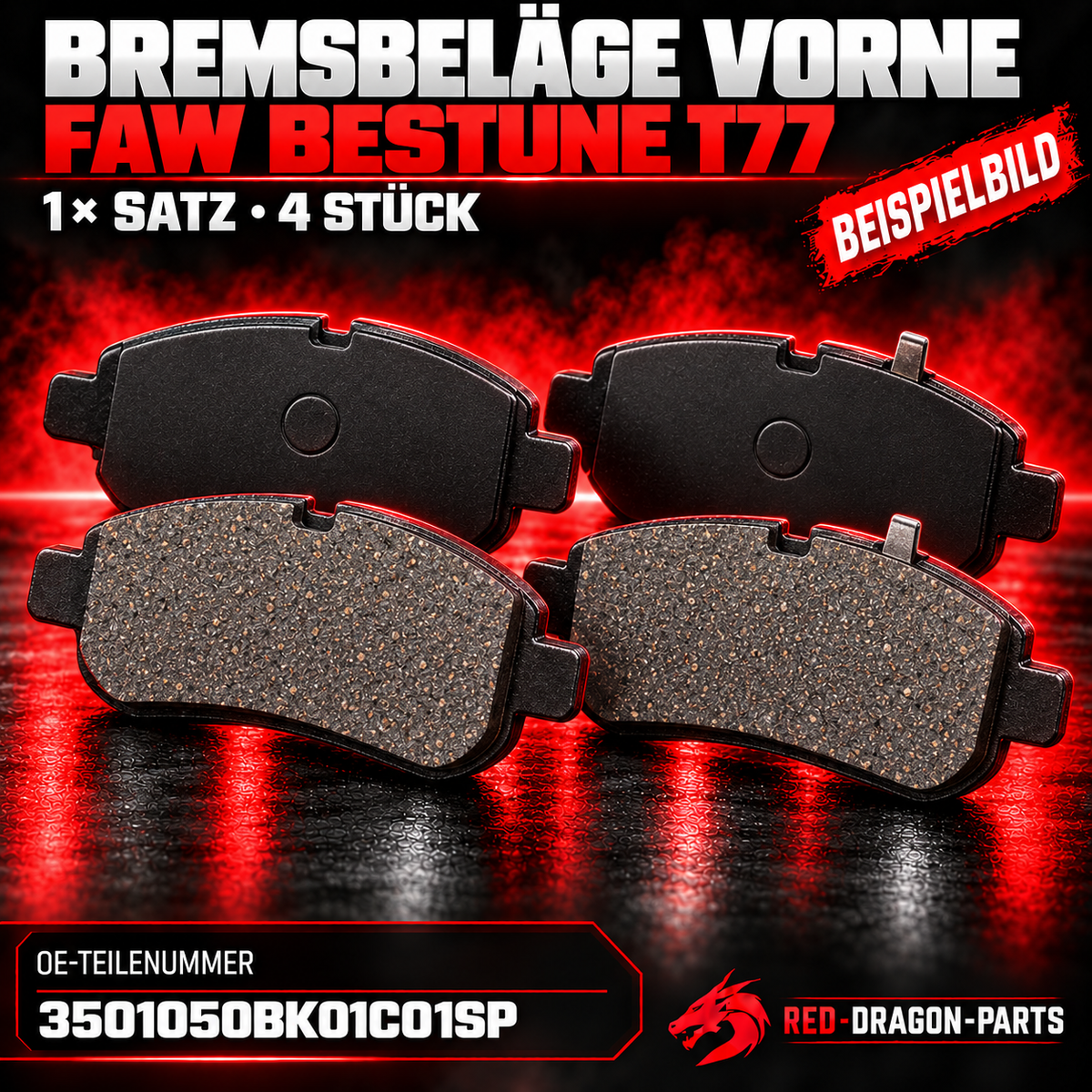 Bremsbeläge vorne für FAW Bestune T77 | 4 Stück | 3501050BK01C01SP