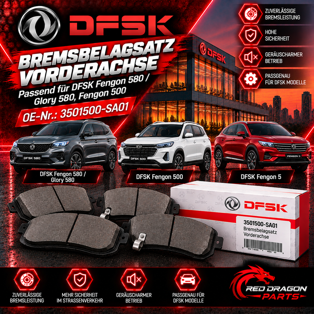 Bremsbeläge VA DFSK Fengon 580/500 | 3501500-SA01