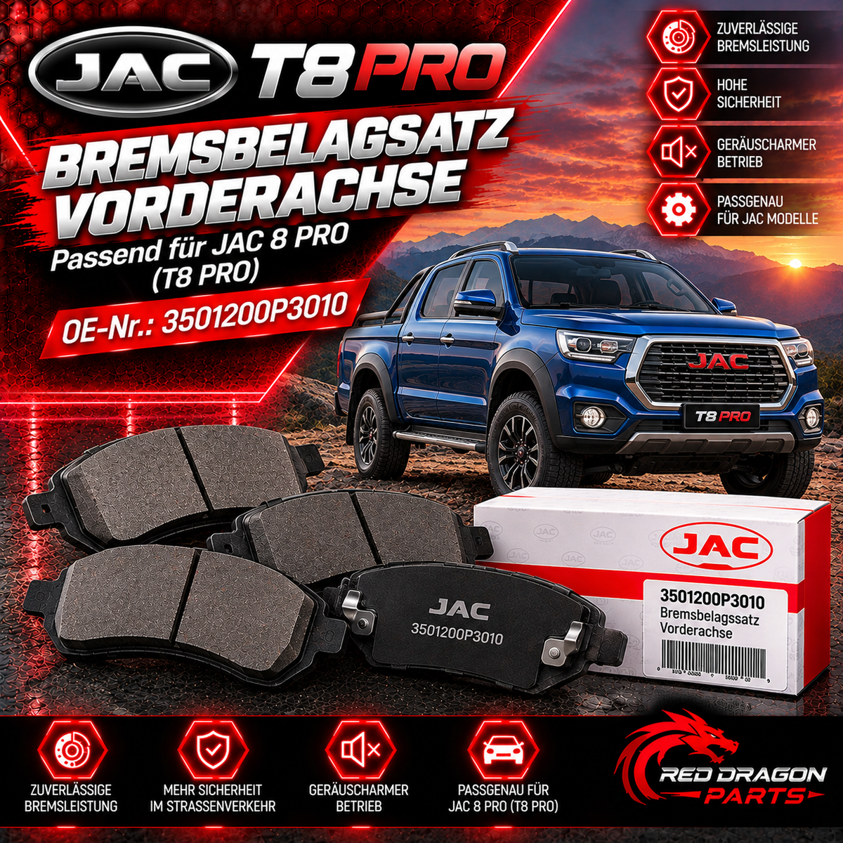 Bremsbelagsatz VA JAC 8 Pro | 3501200P3010