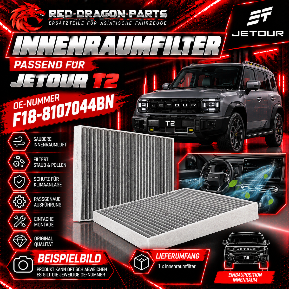 Innenraumfilter für Jetour T2 | OE F18-8107044BN