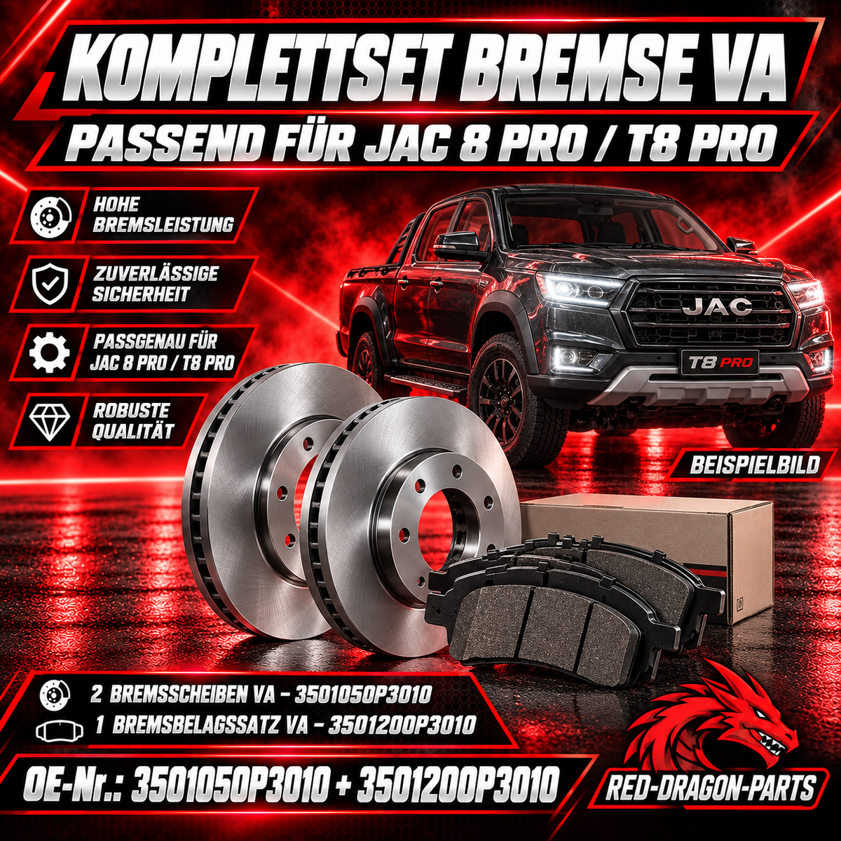 Bremsen-Set Vorderachse JAC 8 Pro – Bremsscheiben & Bremsbeläge