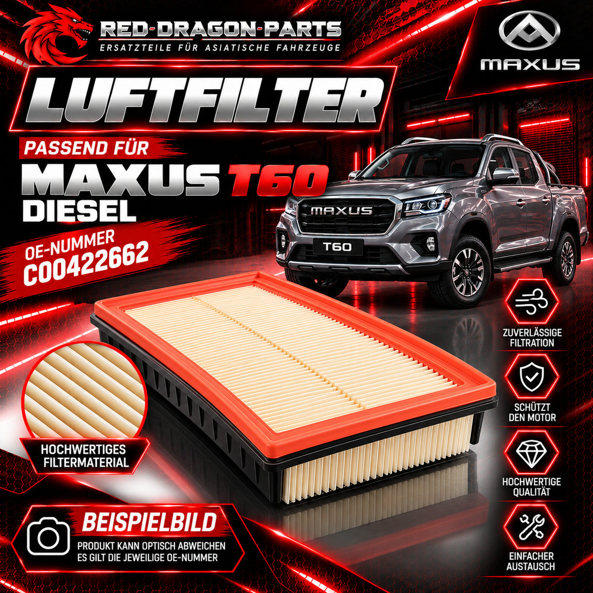 Luftfilter für MAXUS T60 Diesel | OE C00422662