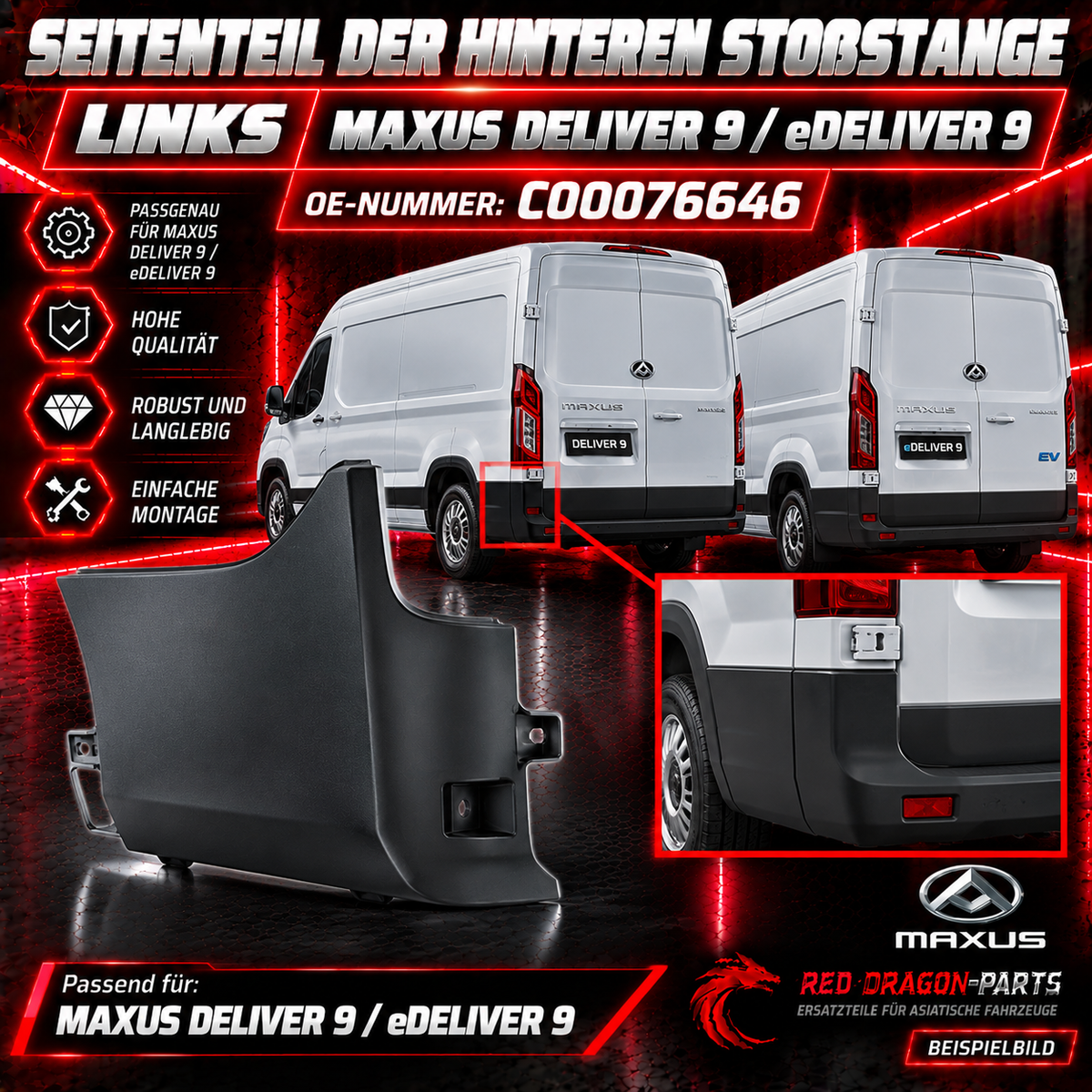 Stoßstangen-Seitenteil hinten links MAXUS Deliver 9 / eDeliver 9 – C00076646
