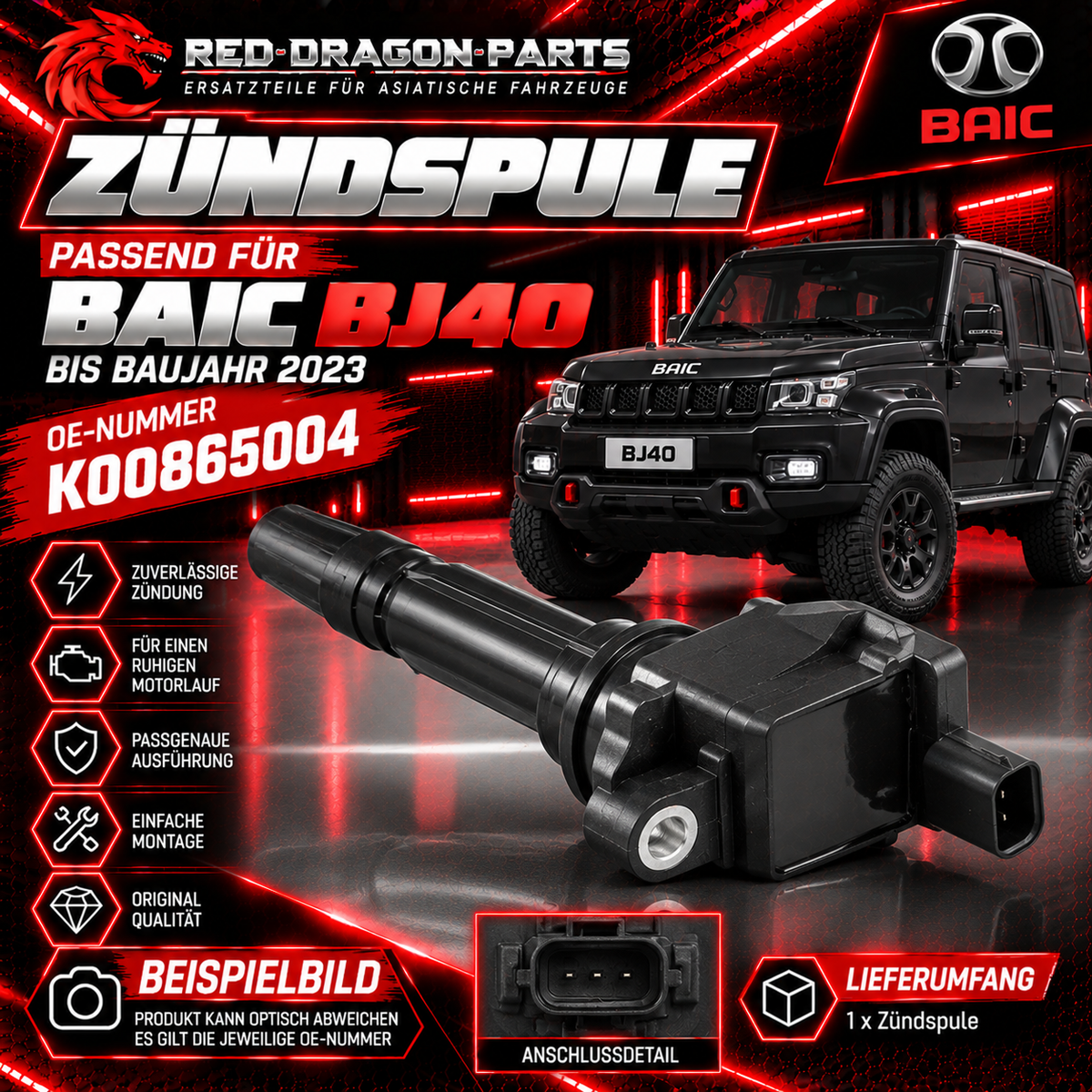 Zündspule für BAIC BJ40 bis Baujahr 2023 | OE K00865004