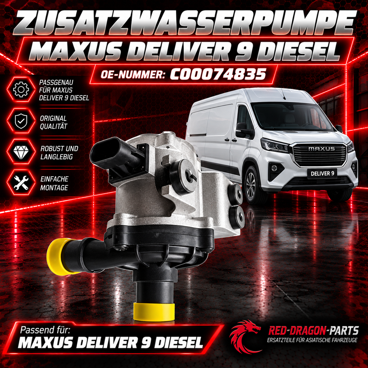 Zusatzwasserpumpe für MAXUS Deliver 9 Diesel – OE C00074835