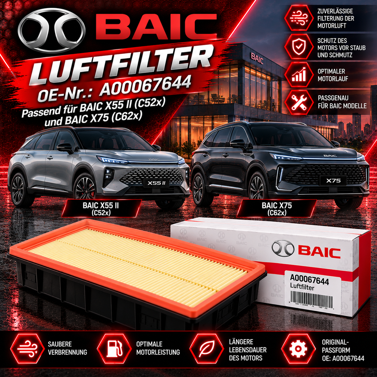 Luftfilter BAIC X55 II Luxury & X75 | A00067644
