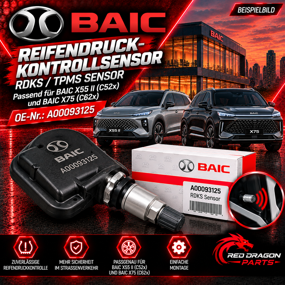 Tire pressure monitoring sensor BAIC X55 II Luxury (C52x) BAIC X75 (C62x)