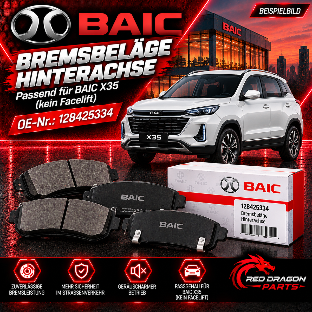 Bremsbeläge HA BAIC X35 ohne Facelift | 128425334