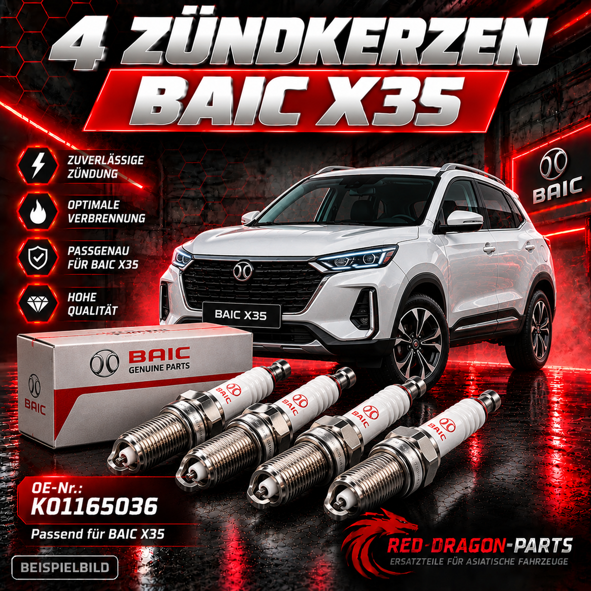 4 spark plugs BAIC X35