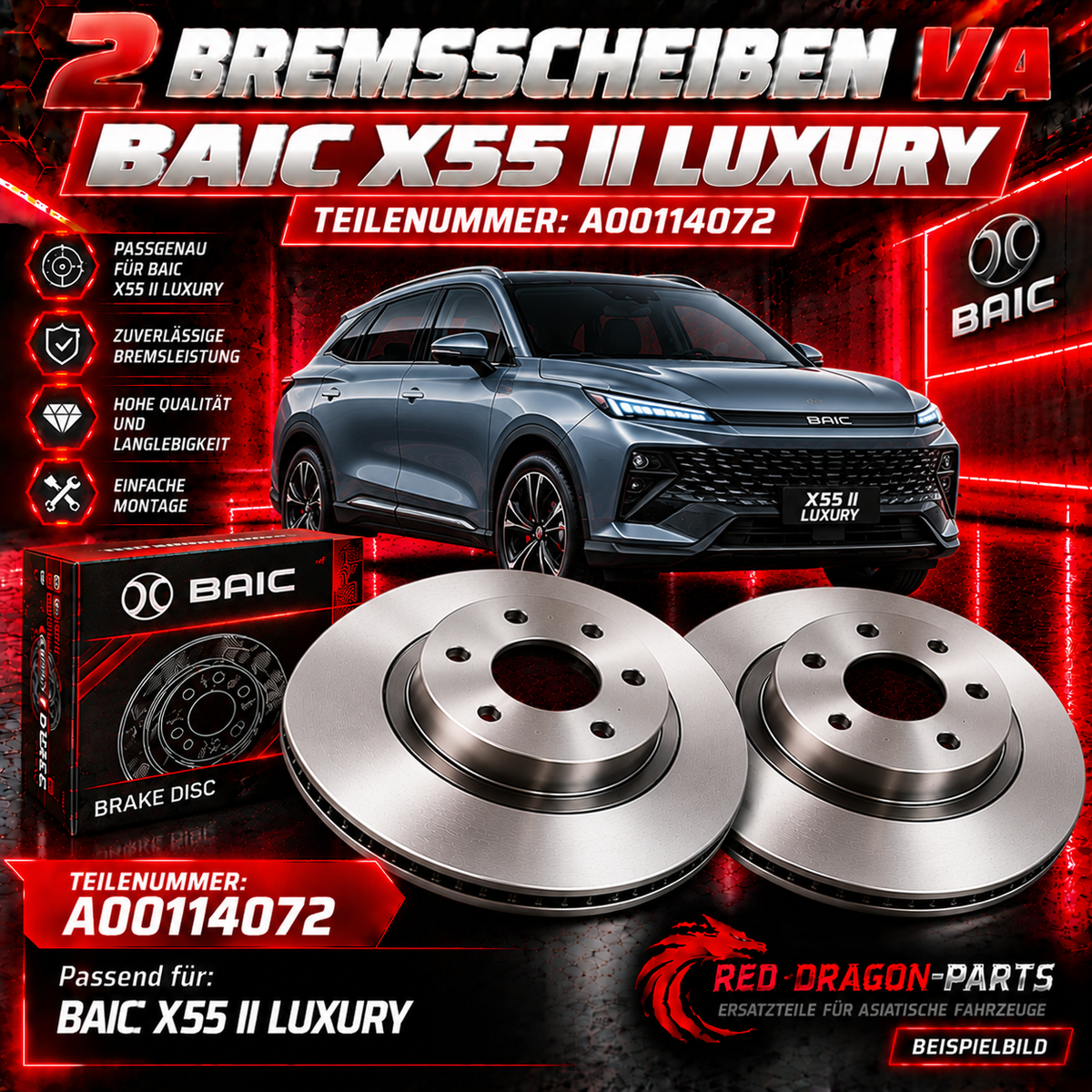 2 brake discs VA BAIC X55 II Luxury