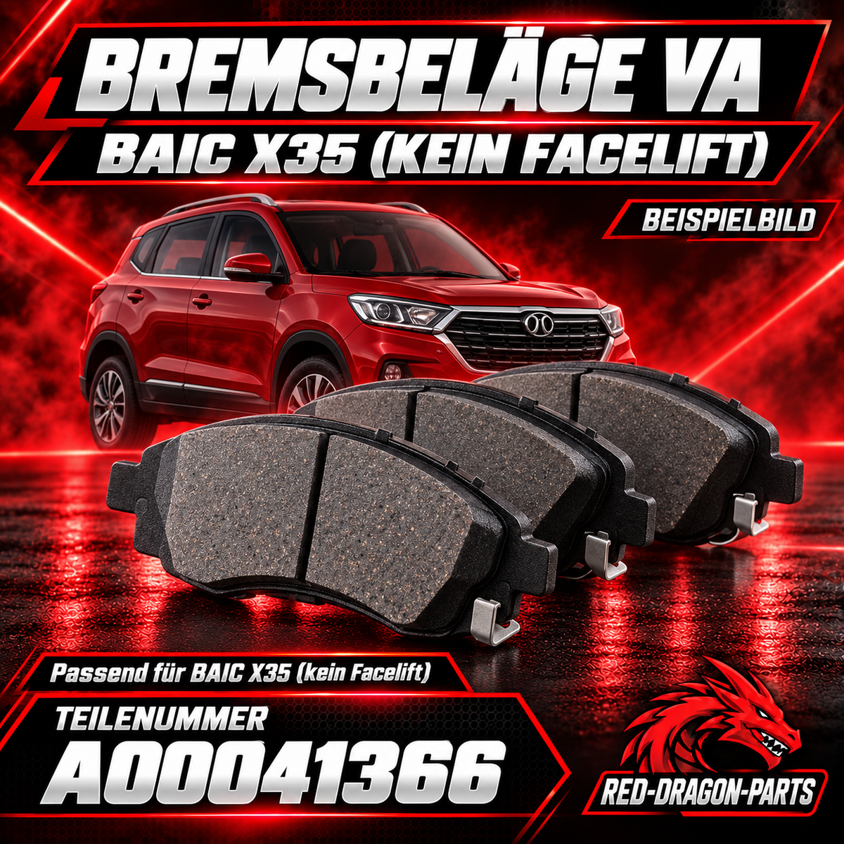 Bremsbelagssatz Vorderachse BAIC X35 ohne Facelift – A00041366