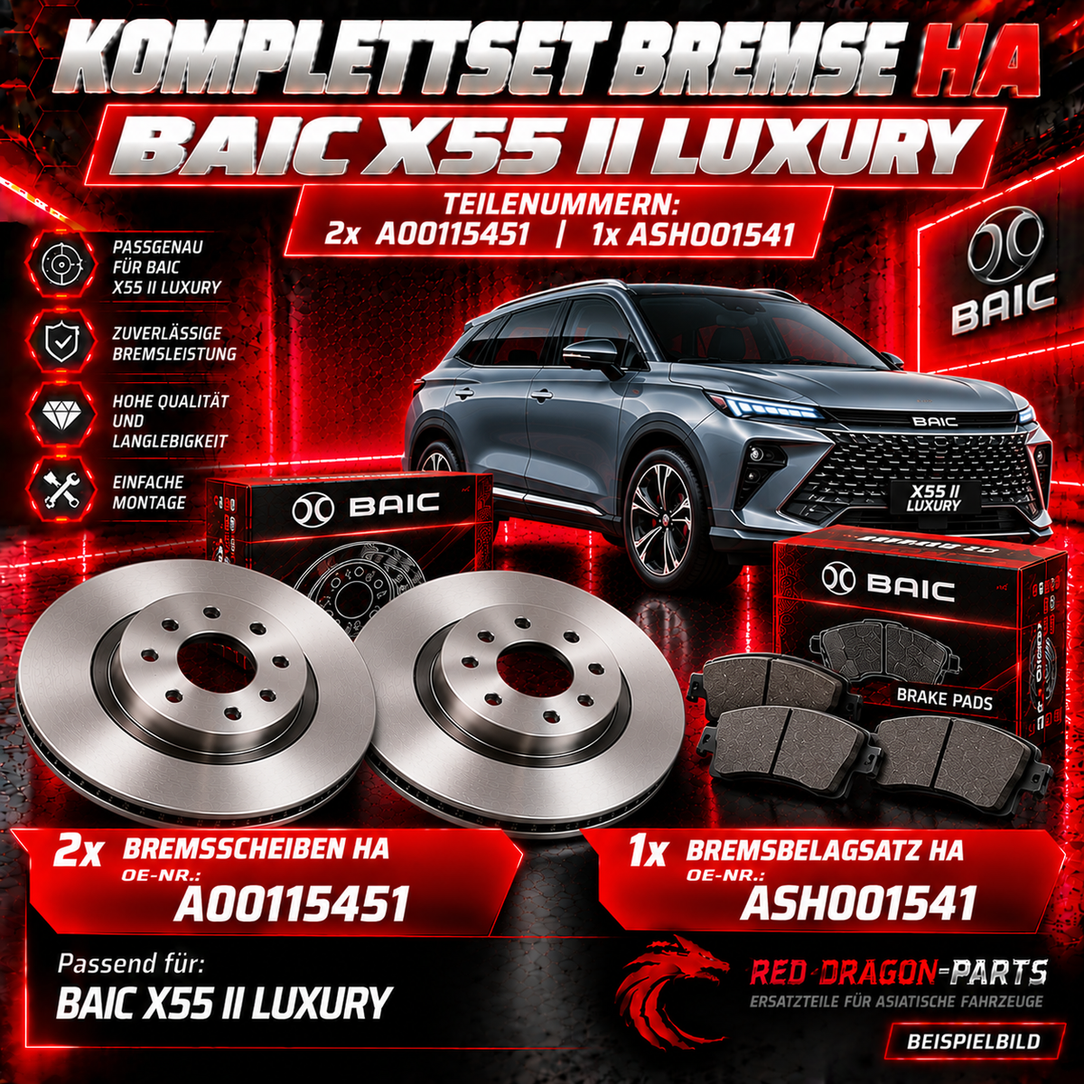 Set brake HA BAIC X55 II Luxury