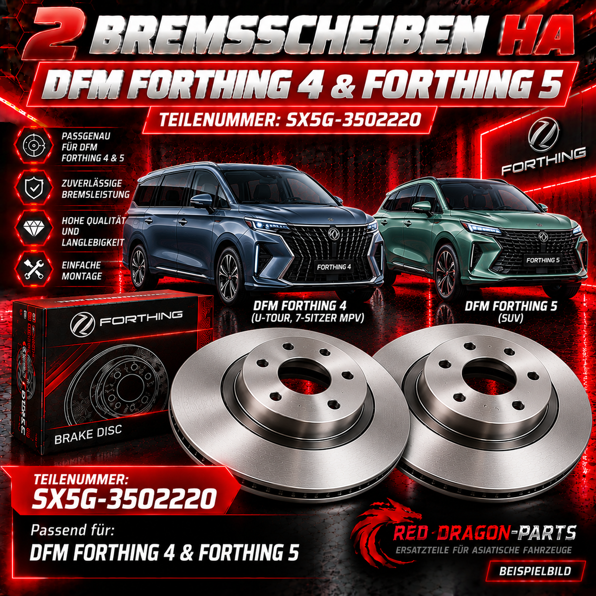 2 Bremsscheiben Hinterachse DFM Forthing 4 & 5 – SX5G-3502220