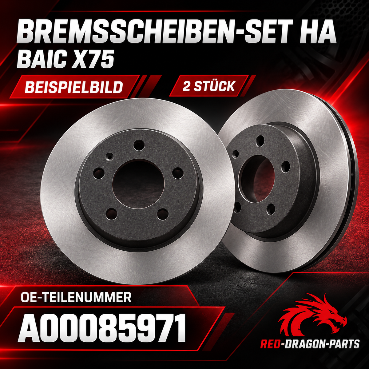 Bremsscheiben hinten für BAIC X75, 2 Stück | A00085971
