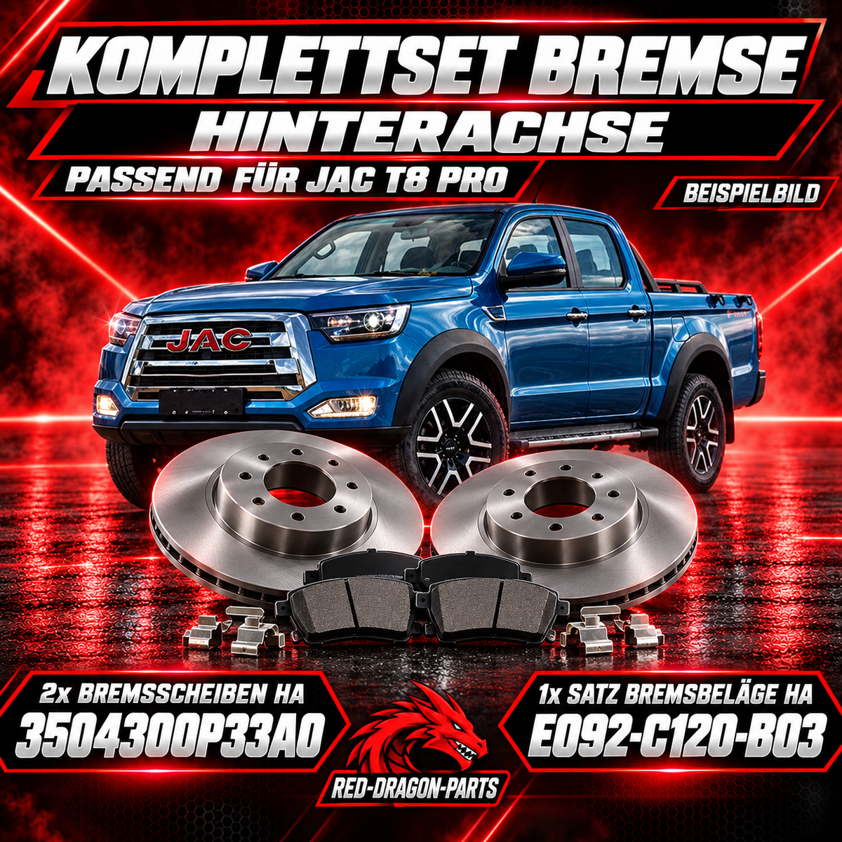 Bremsen-Set Hinterachse JAC 8 Pro – Bremsscheiben & Bremsbeläge