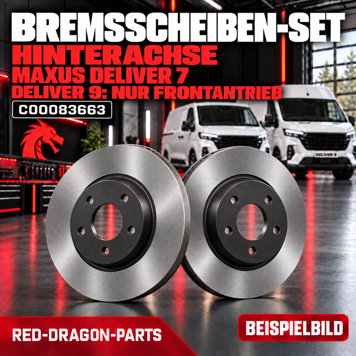 2 Bremsscheiben hinten Maxus Deliver 7 & 9 FWD – C00083663