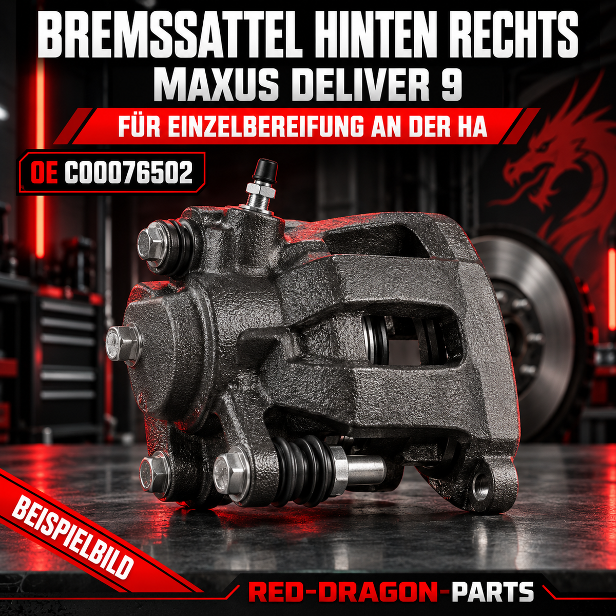 Bremssattel hinten rechts MAXUS Deliver 9, Einzelbereifung | C00076502