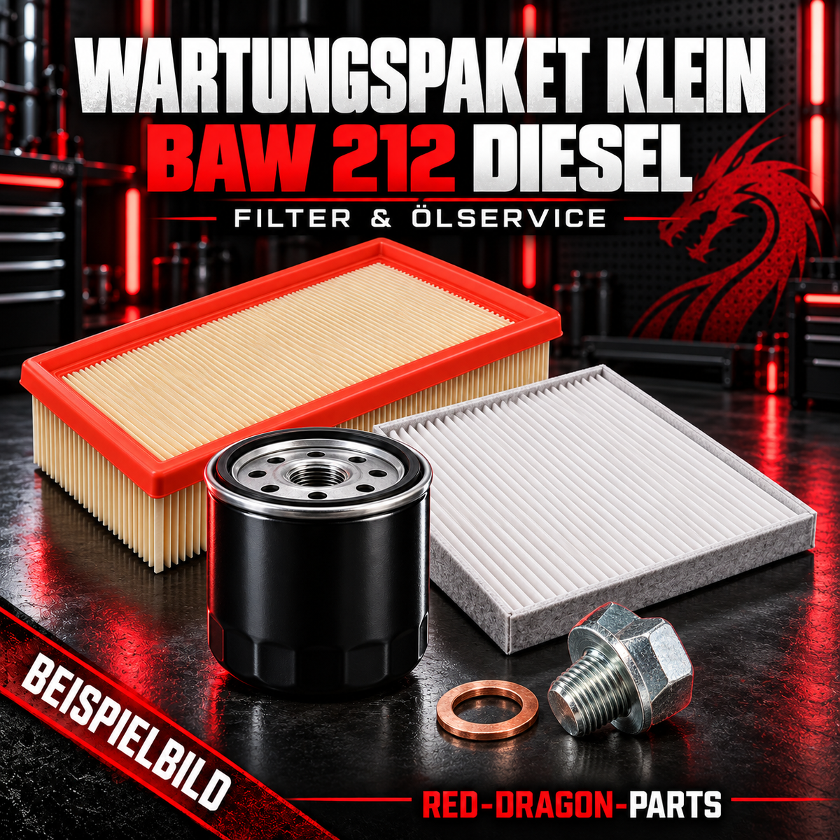 Kleines Wartungspaket für BAW 212 Diesel | 3 Filter & Ölablassschraube