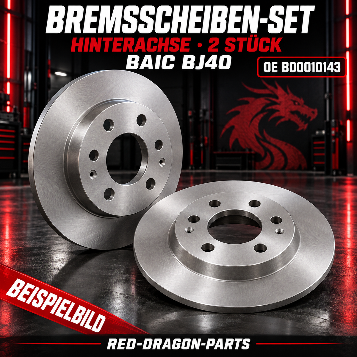 Bremsscheiben-Set hinten für BAIC BJ40 | 2 Stück | OE B00010143