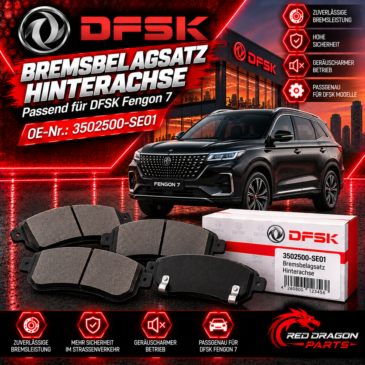 Bremsbeläge hinten DFSK Fengon 7 | 3502500-SE01