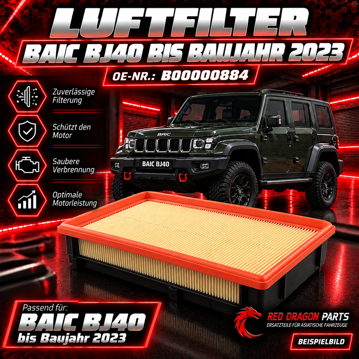 Luftfilter für BAIC BJ40 bis Baujahr 2023 – OE B00000884