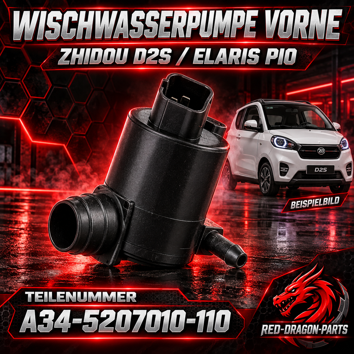 Wischwasserpumpe vorne Zhidou D2S / Elaris Pio – OE A34-5207010-110
