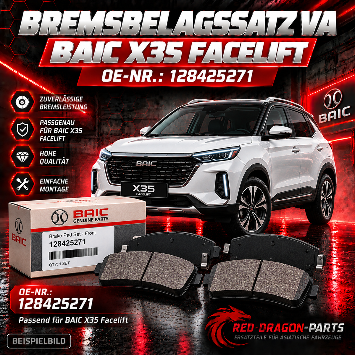 Bremsbelagssatz Vorderachse BAIC X35 Facelift – 128425271