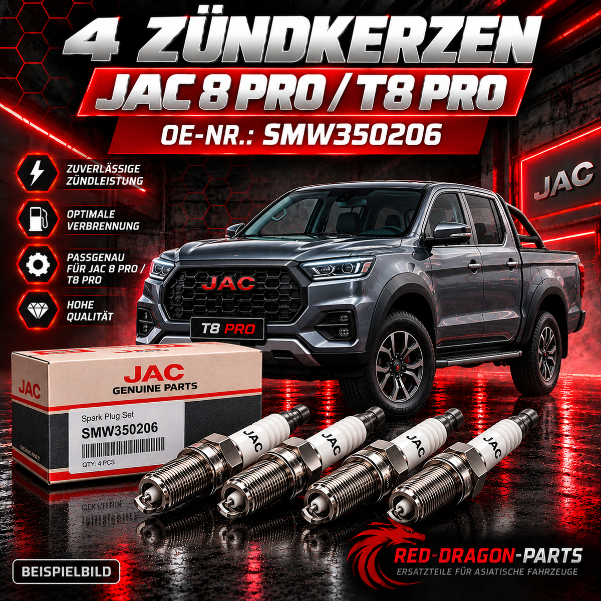 Zündkerzen-Set JAC 8 Pro – 4 Stück – SMW350206