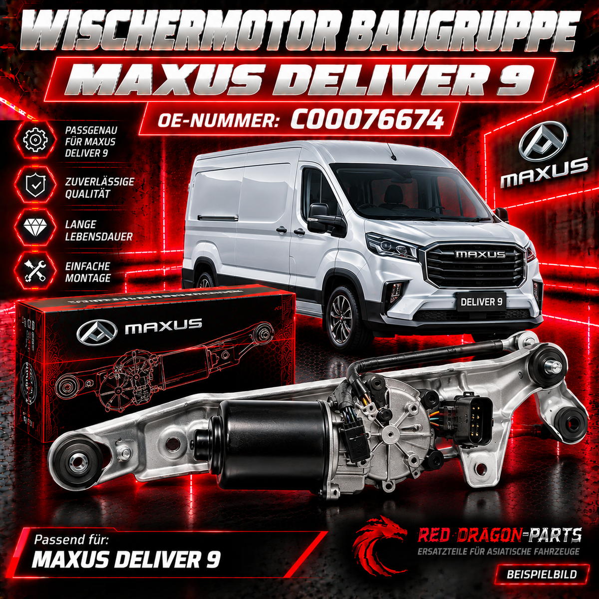 Wischermotor-Baugruppe vorne für MAXUS Deliver 9 – OE C00076674