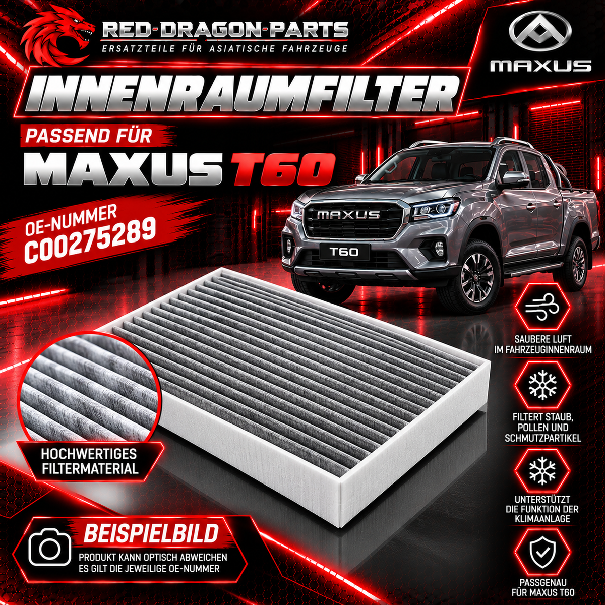 Innenraumfilter für MAXUS T60 | OE C00275289
