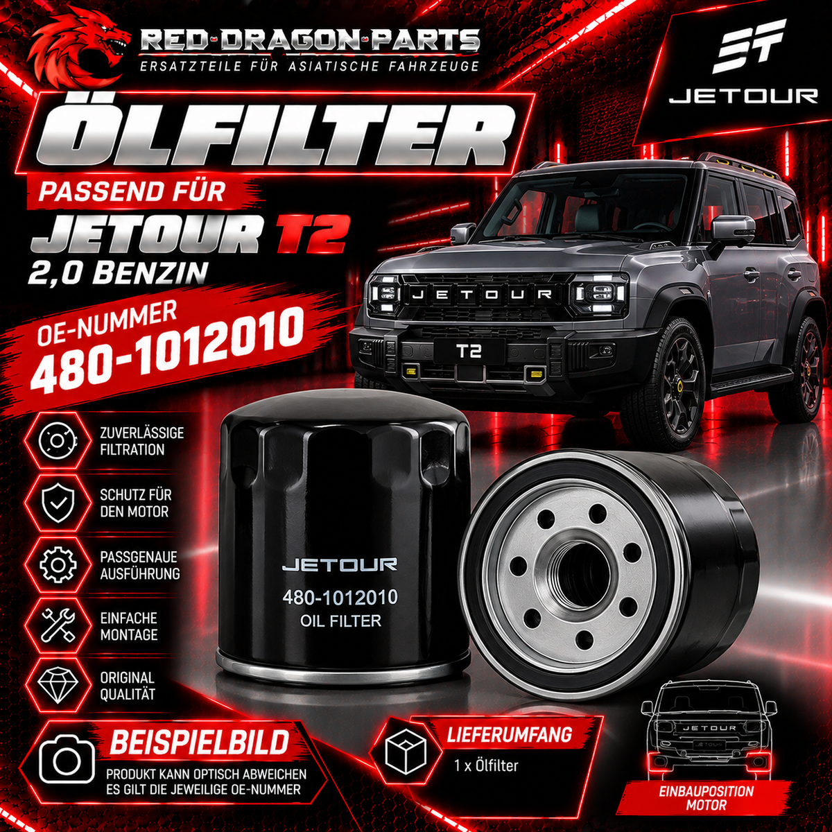 Ölfilter für Jetour T2 2,0 Benzin | OE 480-1012010